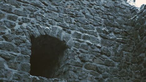 window of an old ruined castle in winter