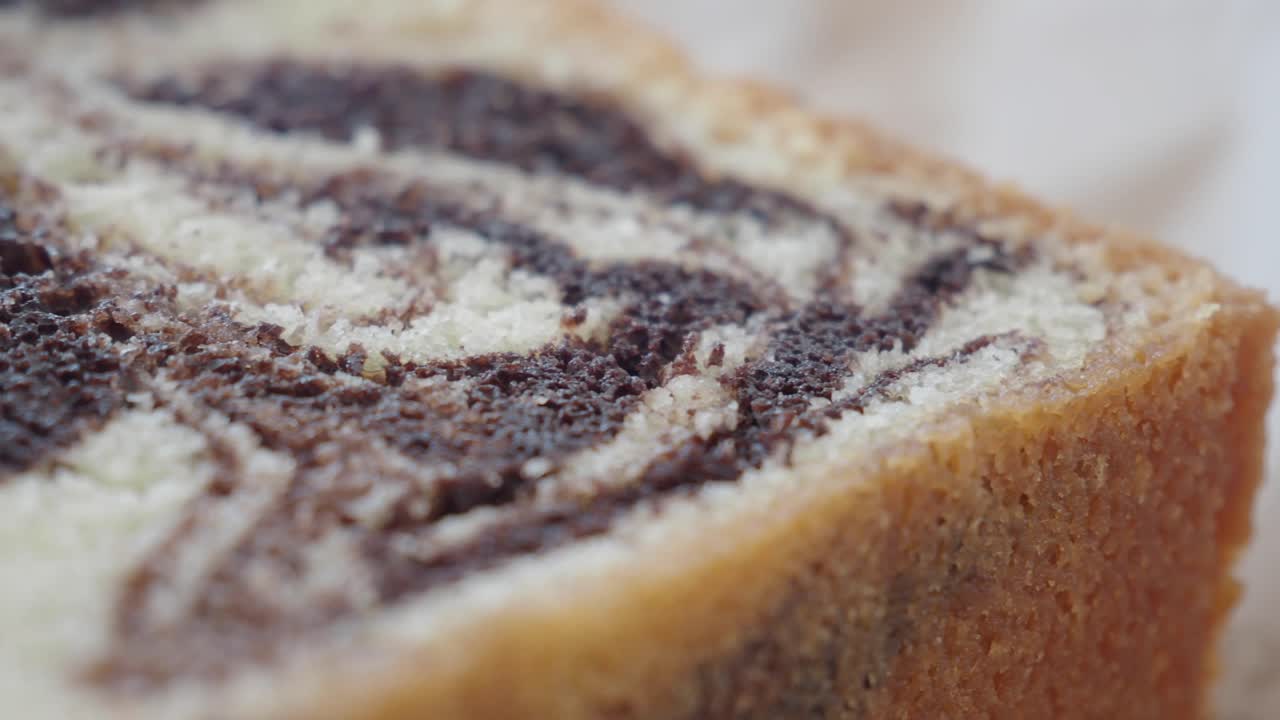 Close-up of a marble cake slice