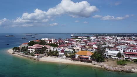 ciudad playa de piedra zanzíbar por avión no tripulado