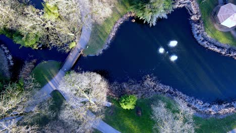 drone flying over big park in luxembourg city center