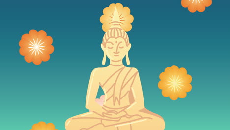 loy krathong festival animation with buddha