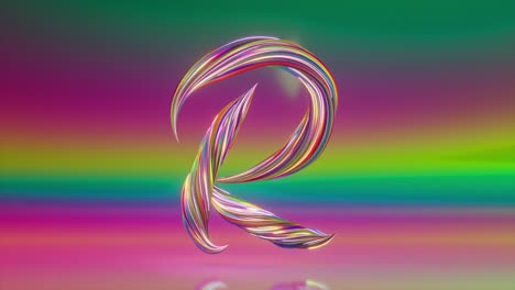 collection living alphabet. unique twisted letters. rainbow. letter r. 3d animation of seamless loop with alpha matte