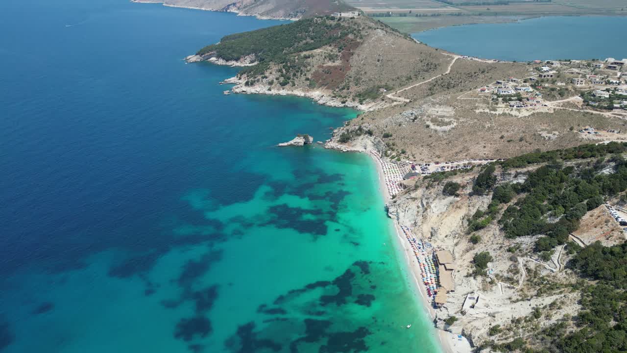 Aerial View of a Stunning Turquoise Beach in Albania