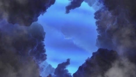 black clouds that formed holes in the blue sky