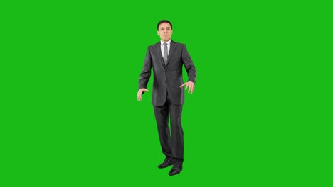 man in suit expressing various emotions on green screen