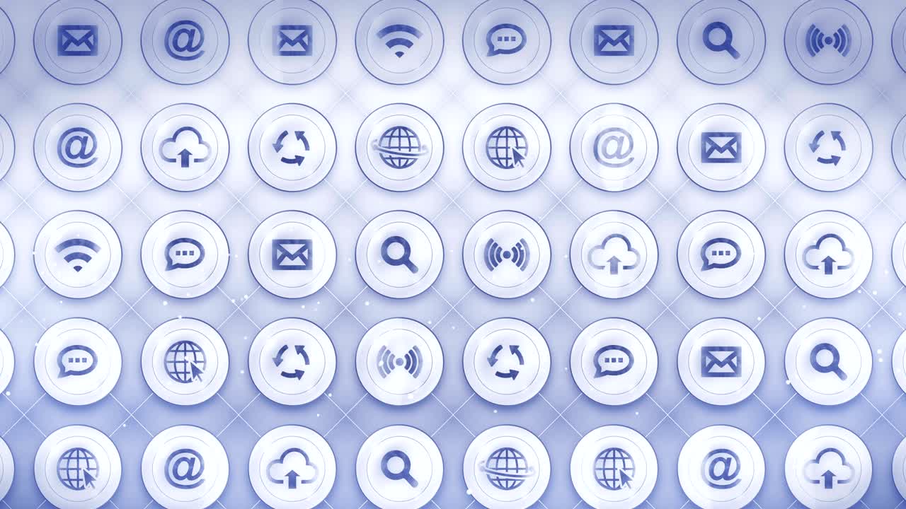 Set of Web Icons, Internet Communication Background, CG Loop Animation,