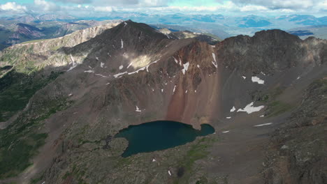 aerial view of glacial lake in loveland mountain pass, grizzly peak trailhead, colorado usa