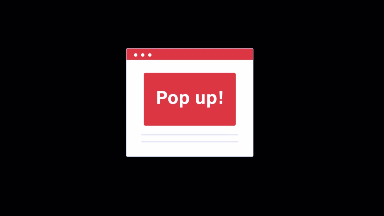 Animert nettleservindu som viser en popup-melding