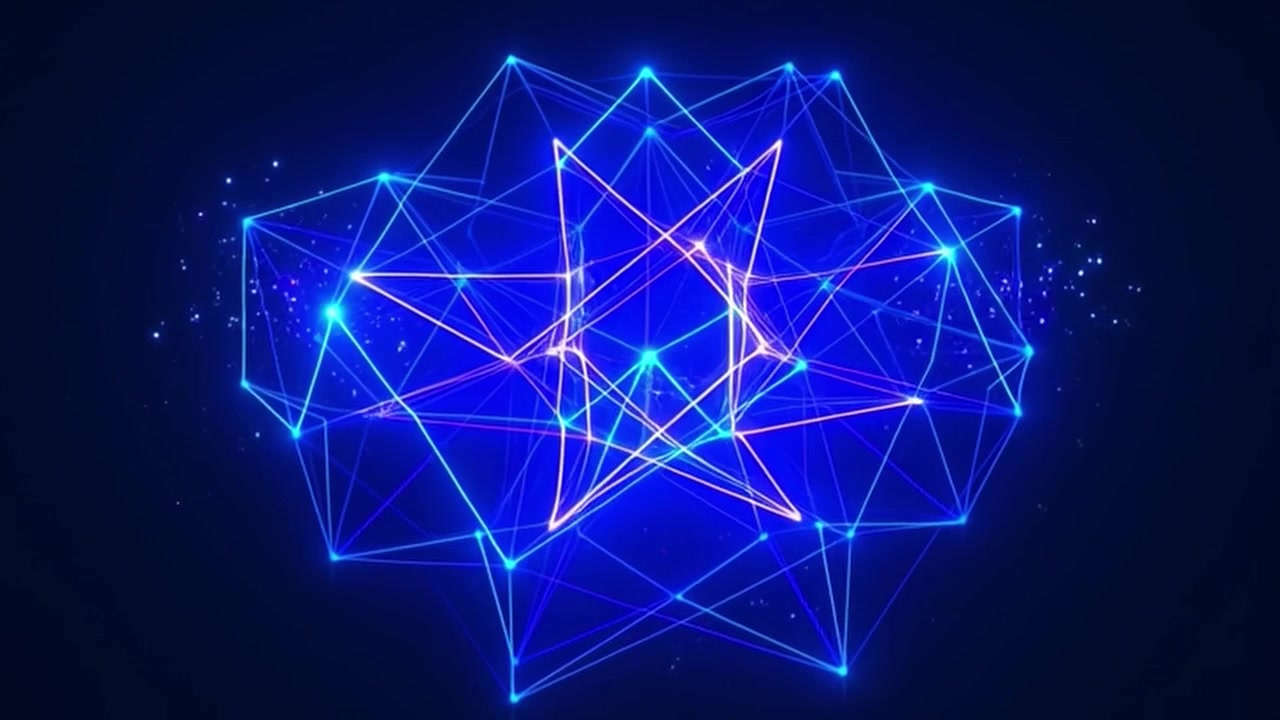 Estrutura de Rede Geométrica Abstrata Luminosa em Rotação no Espaço Escuro