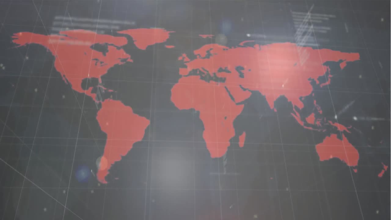 animación de la propagación del coronavirus covid 19, mapa del mundo con procesamiento de datos y registro de estadísticas