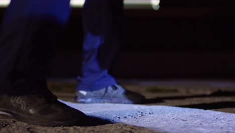 large truck tire on the road at night