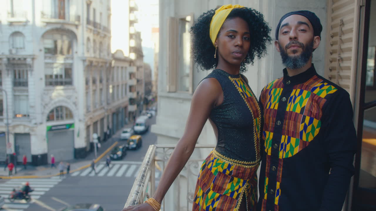 Portrait of Beautiful Tango Couple on a Balcony
