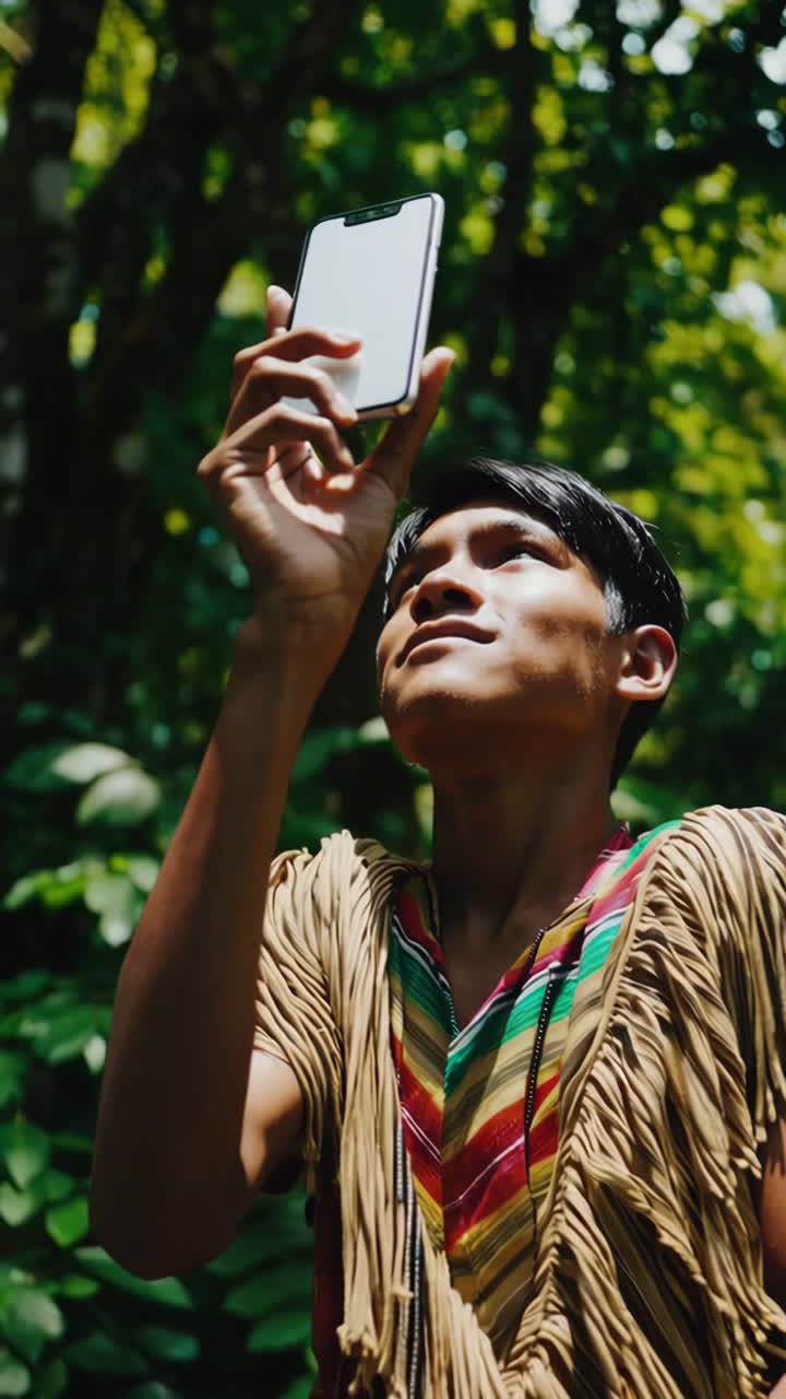 Boy Taking a Picture in the Forest