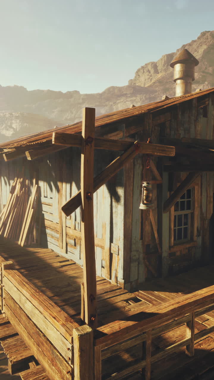 vieja cabaña de madera en el desierto