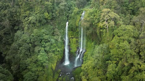 this is the sekumpul waterfall drone shot in bali indonesia. the drone was a mavic pro 3 classic and i made this shot above the jungle.