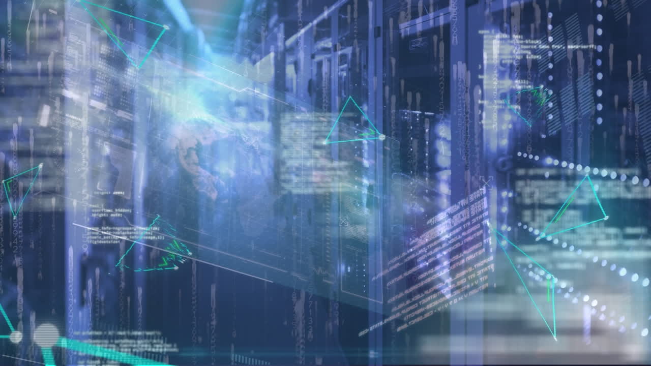 Animation of triangles and data processing over servers