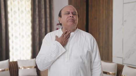 Indian-old-man-having-cold-and-cough