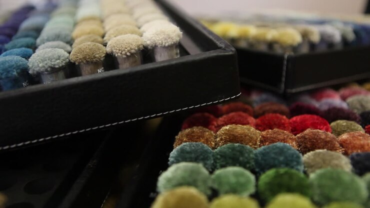 Textile samples are presented on a pallette