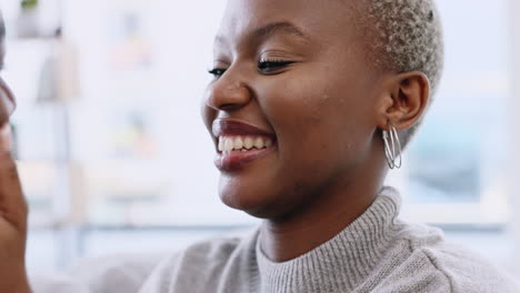 Black-couple,-love-and-smile-in-happy-marriage