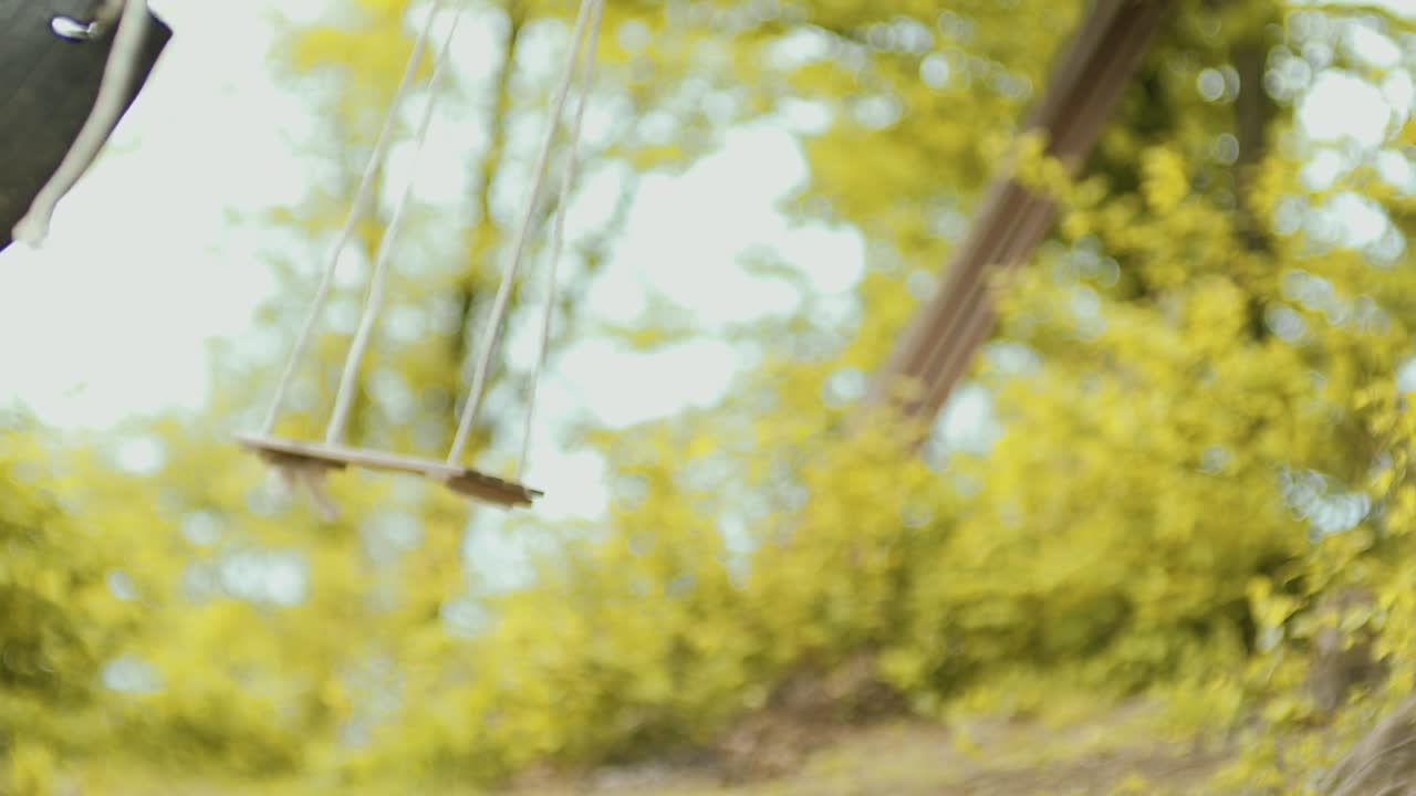 녹지에는 그네 하나는 고무로, 다른 하나는 나무로 만든 그네