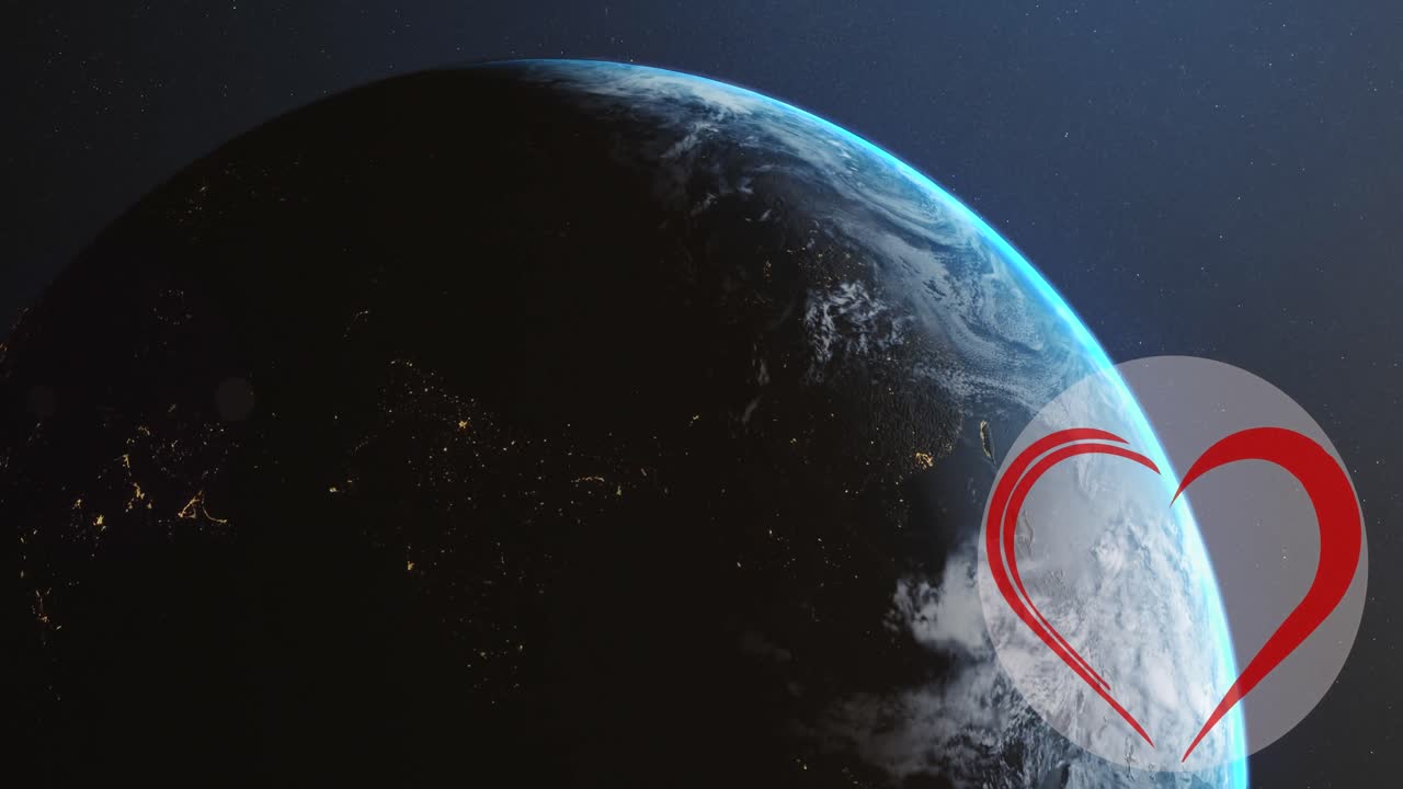 animación del corazón sobre el globo giratorio