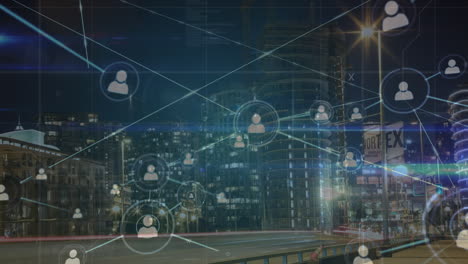 network of connections moving