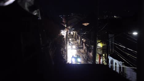 busy street cars traffic at night san cristóbal de las casas, timelapse mexico