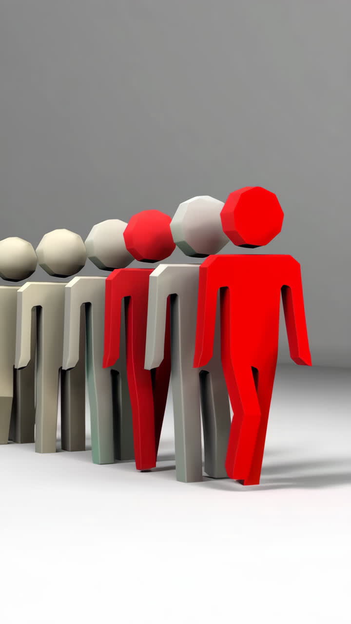 People in a Line with a Different Color