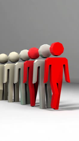 people in a line with a different color
