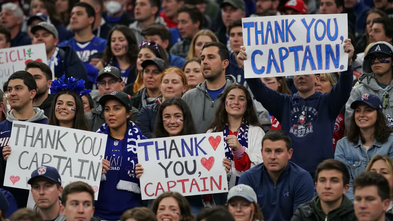 Fans Celebrate Their Leader with Heartfelt Signs: A Tribute to the Captain That Captured Our Hearts in a Joyous Display of Gratitude and Team Spirit