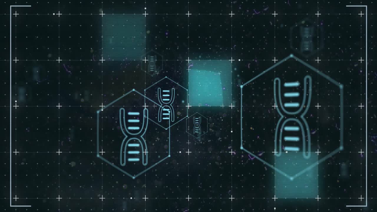 animazione della rete di icone mediche e elaborazione dei dati