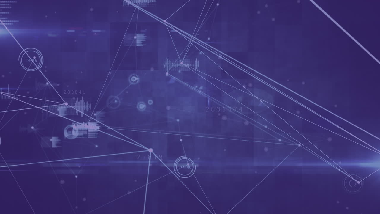 animación del procesamiento de datos sobre un fondo azul