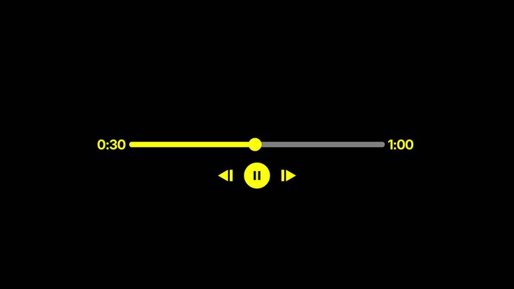 Animated Media Player Progress Bar with Playback Controls