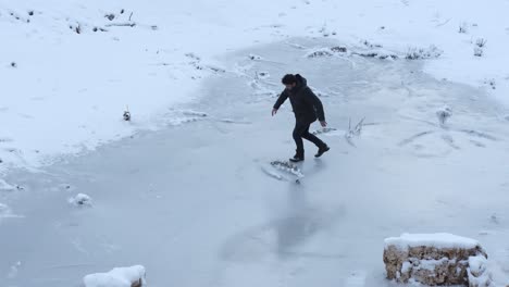 gliding frozen water