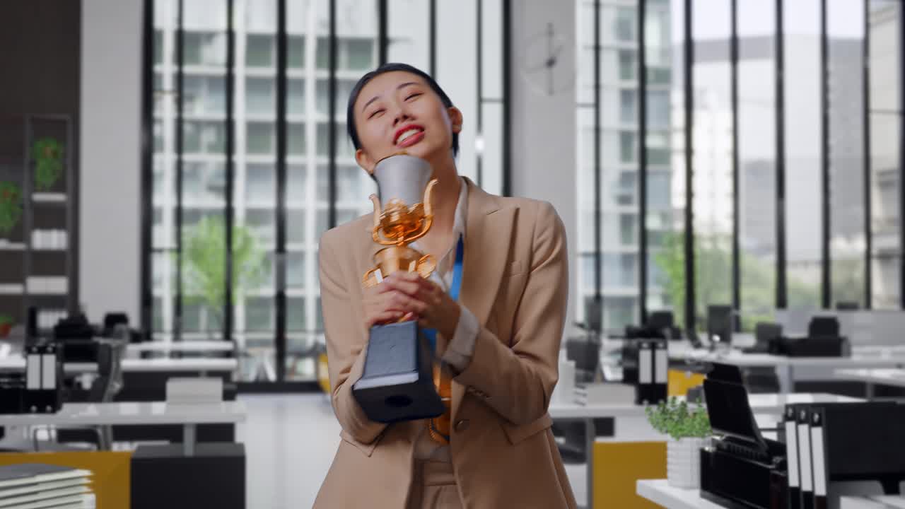 Woman Celebrating a Victory in Office
