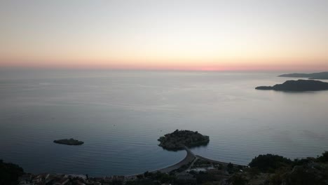 Sunset-overlooking-the-coastline-in-Montenegro-near-Sveti-Stefan