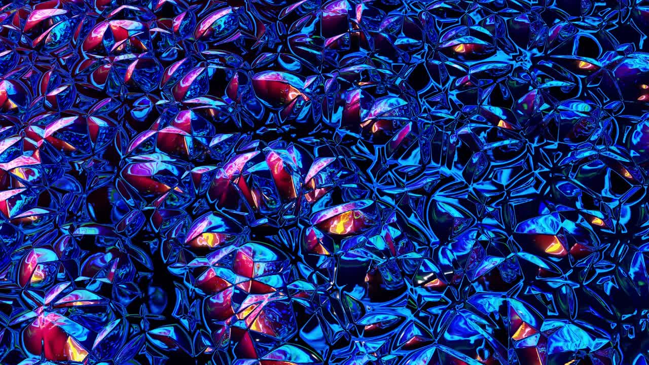 Looped abstract iridescent fluid background. Beautiful wavy glass surface of liquid with pattern, gradient color and flow waves on it. Creative bright bg with soft smooth animation.
