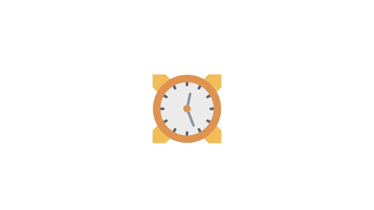 Animated Clock Icon Ticking Time on White Background