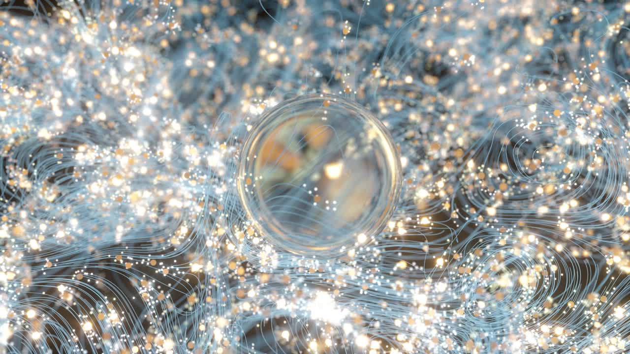 어두운 배경으로 빛나는 점, 꿈 같은 점, 3d 렌더링