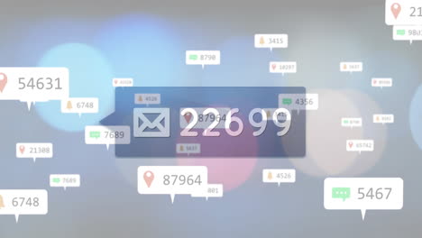 Animation of numbers and text data processing over banners