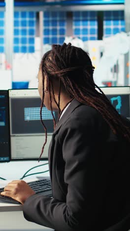vertical video system administrator upgrading solar plant machinery using ai