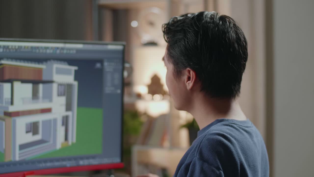 hombre diseñando una casa en una computadora