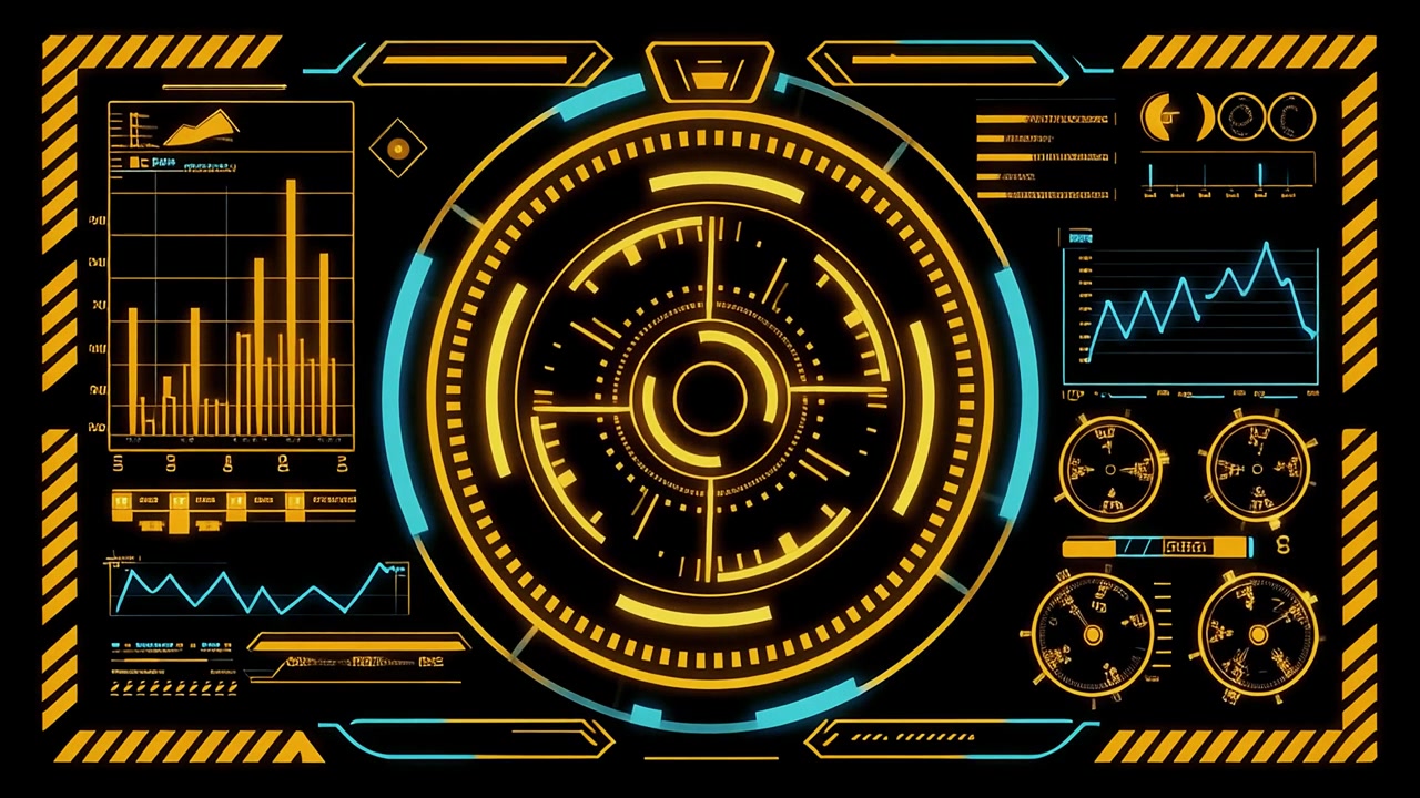 Futuristic Digital HUD Interface with Data Analysis