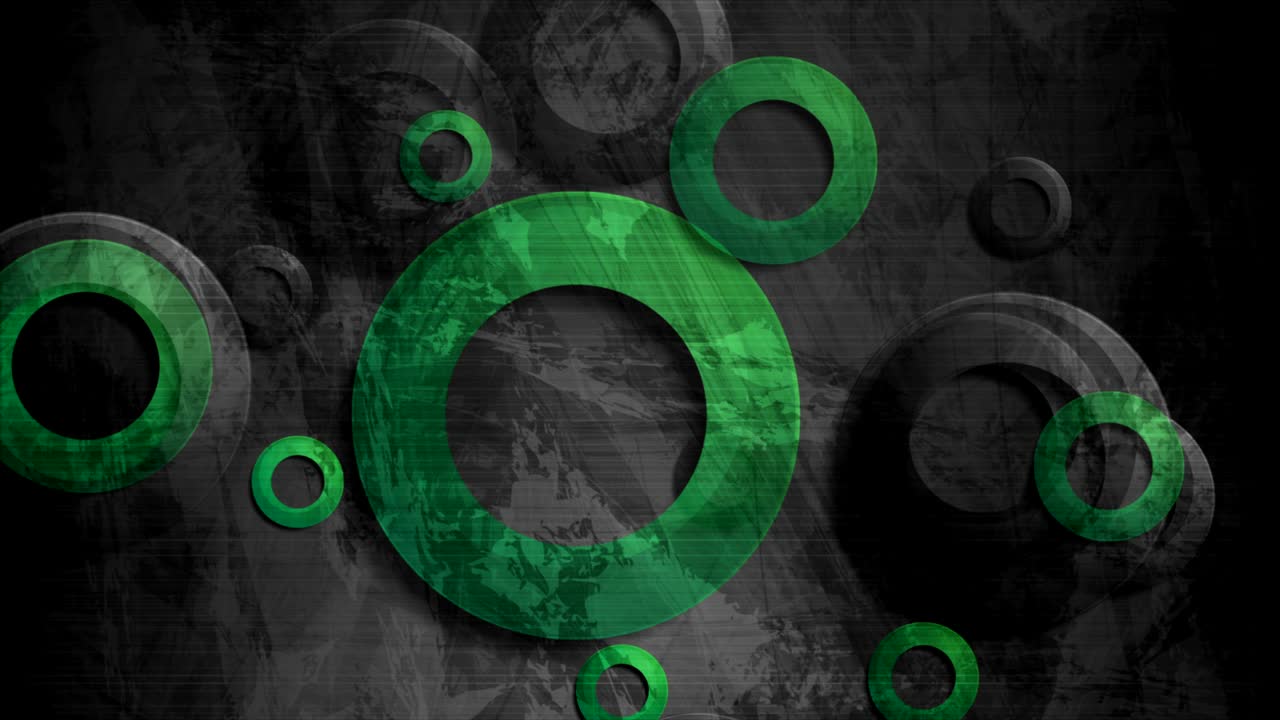 anillos negros y verdes fondo de movimiento geométrico abstracto