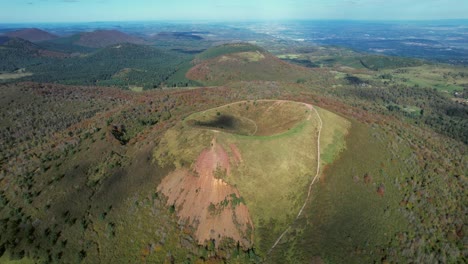 aerial view of serene puy de pariou volcano near clermont ferrand, france