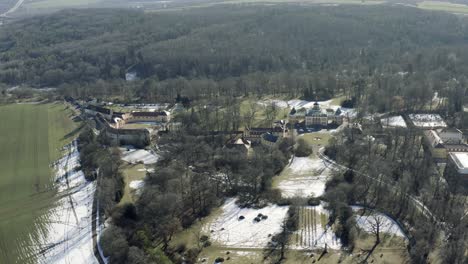 Drone-Aerial-footage-of-Weimar-on-a-sunny-spring-day