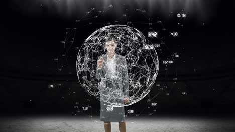 Businesswoman-with-digital-globe