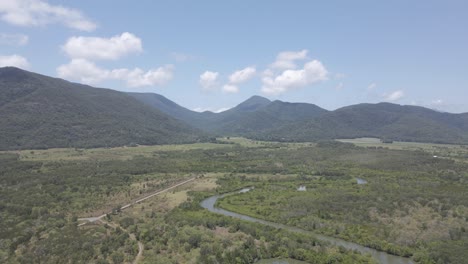 vasto bosque verde y montañas de la reserva forestal trinity en east trinity, queensland, australia - toma aérea de drones