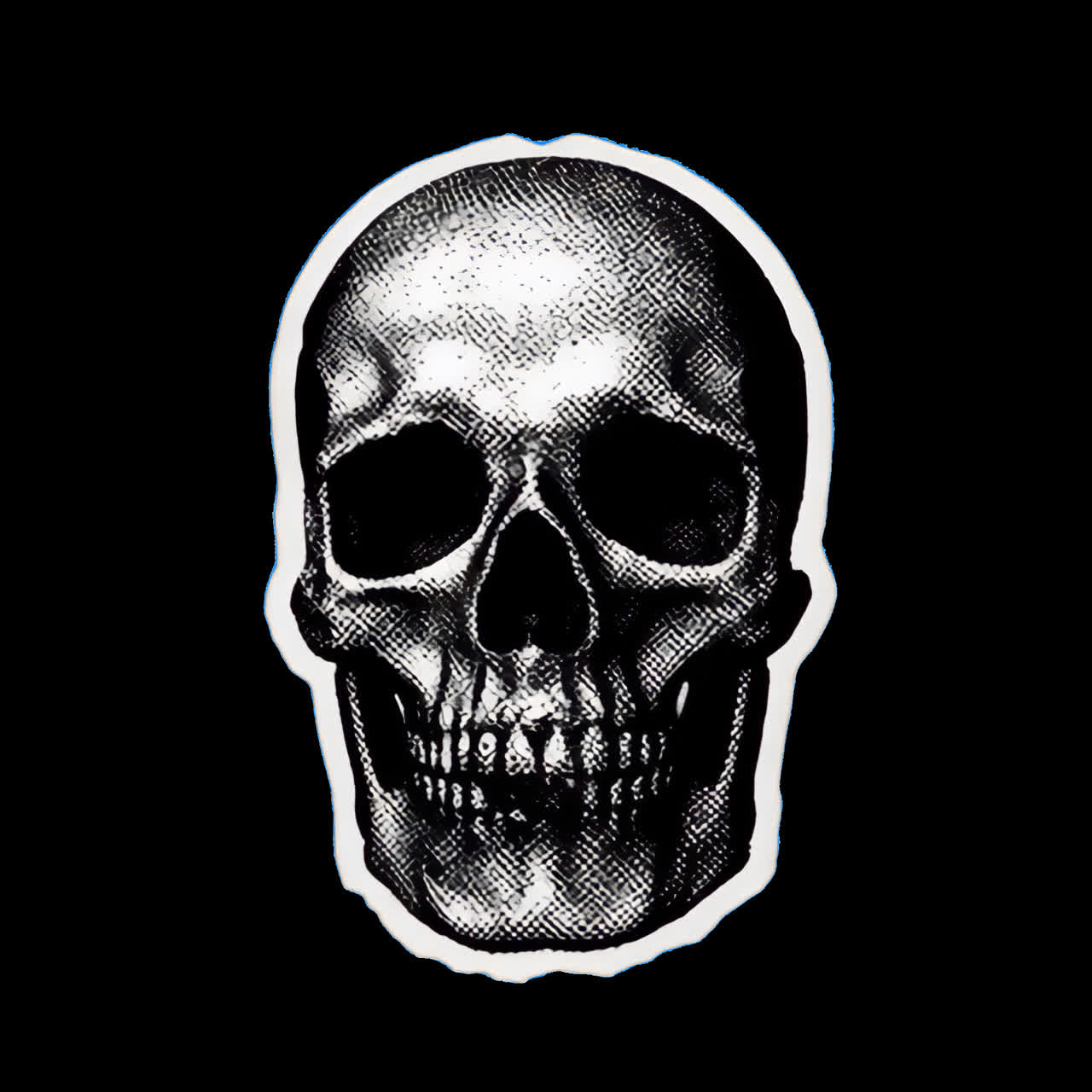 Animação de design de ilustração de caveira vintage, ativo isolado, vídeo 4K transparente, canal alfa