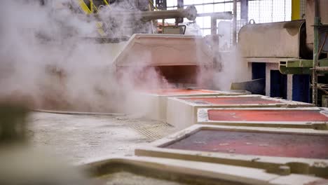 slabs of molten metal are cooled